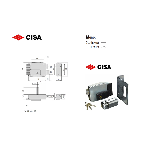 Elettroserratura CISA Cilindro Dx 2 mandate 11761-60 1 - Italia Ferramenta